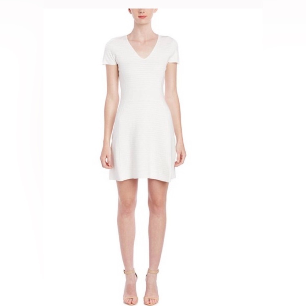 Theory Anderz O. Dream A-Line Jersey Knit Dress Top Ivory PS. EUC
